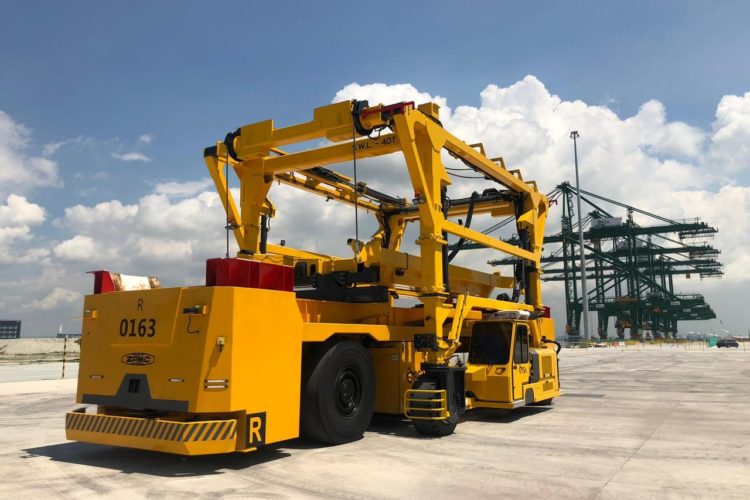 Straddle Carrier used to transport A.G.V's